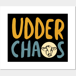 Funny Cow Pun Udder Chaos Posters and Art